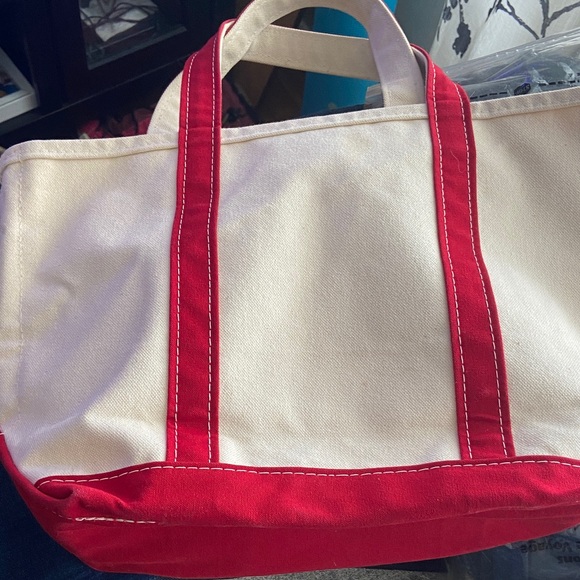 L.L. Bean Cream and Red Boat And Tote with Embroidered Dachshund - Picture 5 of 7
